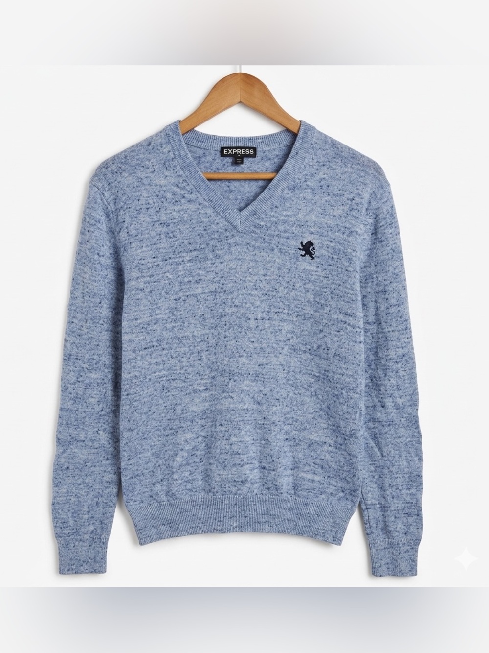 Express Men's Heathered Blue V-Neck Sweater Size Small